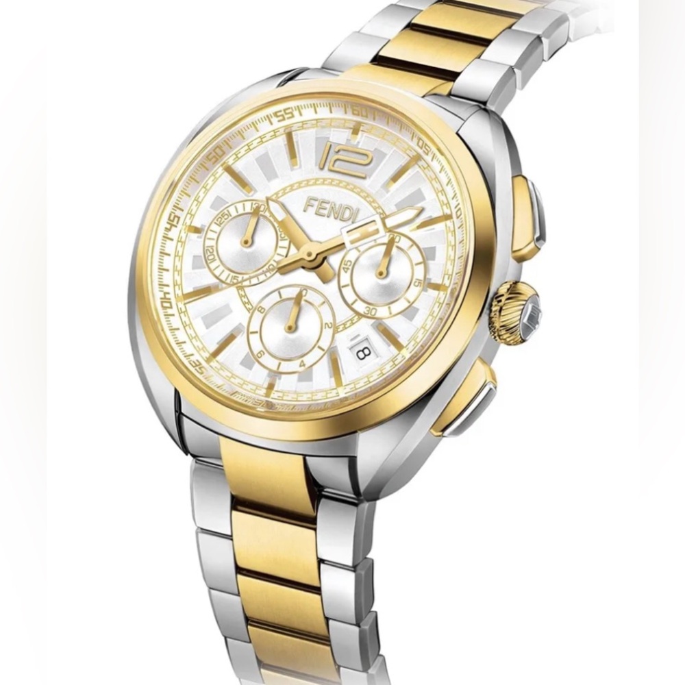 FENDI TIMEPIECES Momento Chronograph White Round Dial Men’s Watch - Picture 2 of 10